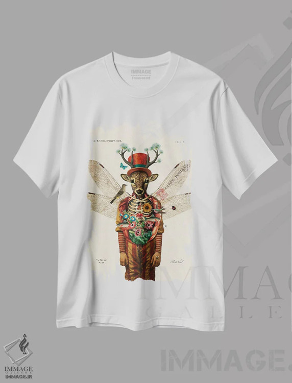 تیشرت سفید طرح دار مرد سیرک، تزئینی اثر بتو وال | فروشگاه ایماژ
