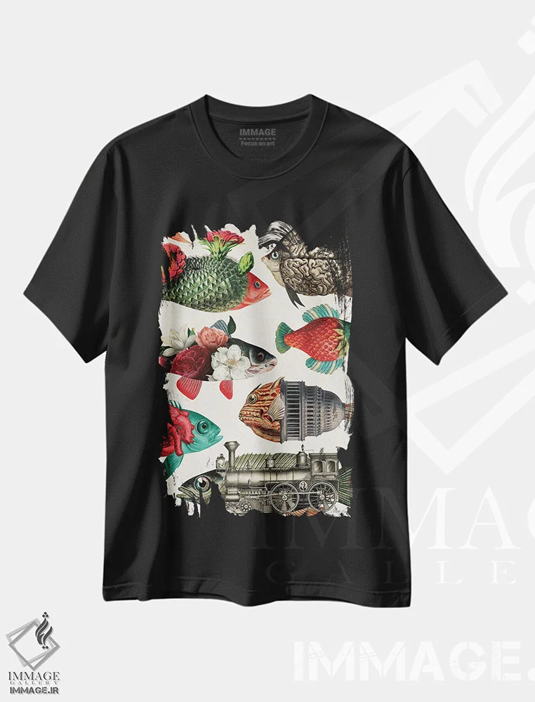 تیشرت مشکی طرح دار آکواریوم، تزئینی اثر بتو وال | فروشگاه ایماژ