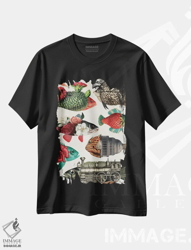 تیشرت مشکی طرح دار آکواریوم، تزئینی اثر بتو وال | فروشگاه ایماژ