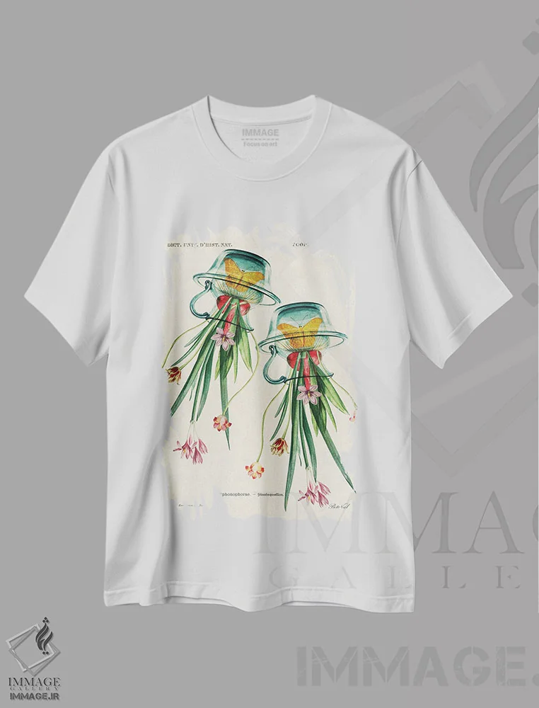 تیشرت سفید طرح دار ژلی فلاور، دکوراسیون جایگزین اثر بتو وال | immage.ir