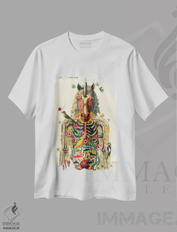 تیشرت سفید طرح دار تک شاخ، دکوراسیون جایگزین اثر بتو وال | immage.ir