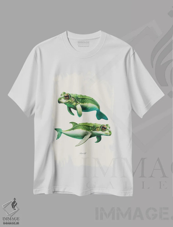 تیشرت سفید طرح دار قورباغه های دریایی، تزئینی اثر بتو وال | immage.ir