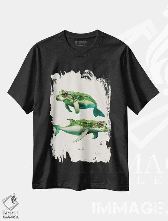 تیشرت مشکی طرح دار قورباغه های دریایی، تزئینی اثر بتو وال | فروشگاه ایماژ