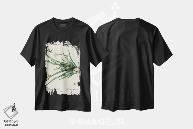 تیشرت مشکی طرح دار طوطی برگ، دکوراسیون جایگزین اثر بتو وال | immage.ir
