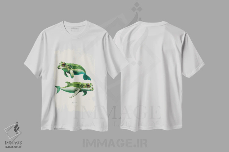 تیشرت سفید طرح دار قورباغه های دریایی، تزئینی اثر بتو وال | immage.ir