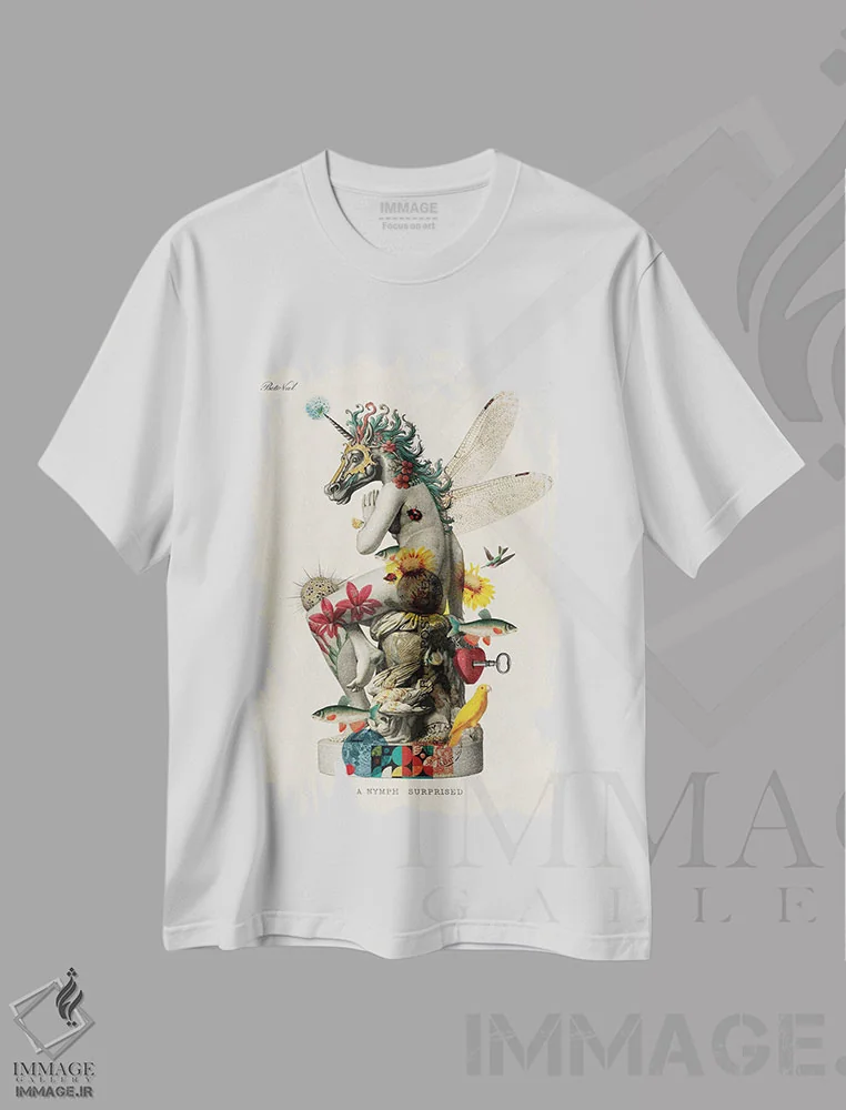 تیشرت سفید طرح دار الهام بخش، تزئینی اثر بتو وال | فروشگاه ایماژ