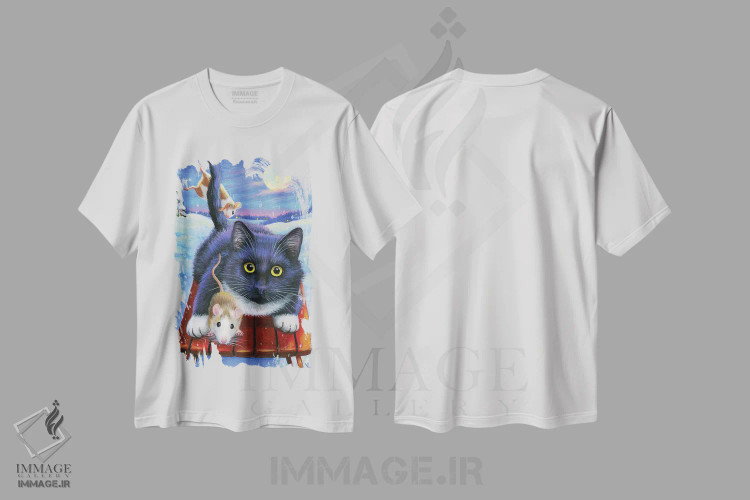 تیشرت سفید طرح دار سرگرمی روی سورتمه سبیل ها، مدیوم اثر بریجت واث | فروشگاه ایماژ