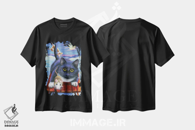 تیشرت مشکی طرح دار سرگرمی روی سورتمه سبیل ها، مدیوم اثر بریجت واث | immage.ir