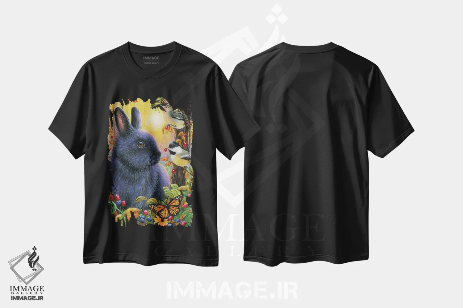 تیشرت مشکی طرح دار خرگوش کوچک پاییزی، مدیوم اثر بریجت واث | immage.ir