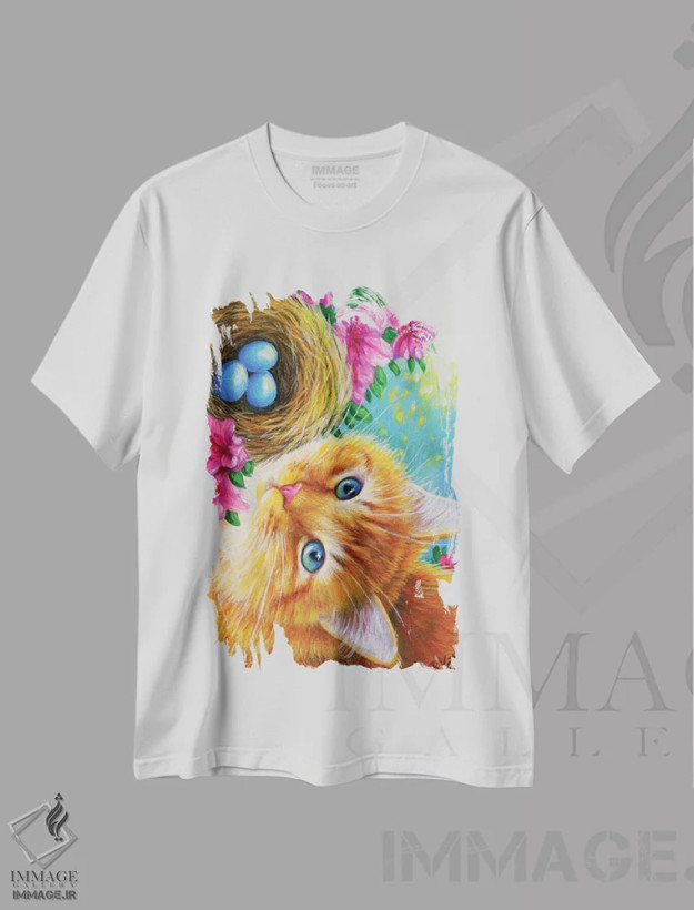 تیشرت سفید طرح دار تخم مرغ های کوچک آبی، مدیوم اثر بریجت واث | فروشگاه ایماژ