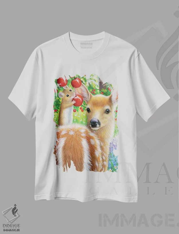 تیشرت سفید طرح دار کمک کوچکی از دوستم، مدیوم اثر بریجت واث | فروشگاه ایماژ