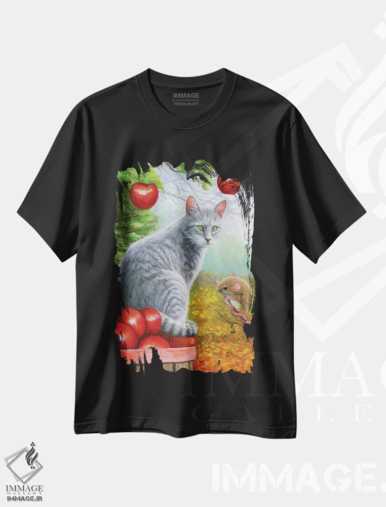 تیشرت مشکی طرح دار باغچهٔ میستی، مدیوم اثر بریجت واث | فروشگاه ایماژ