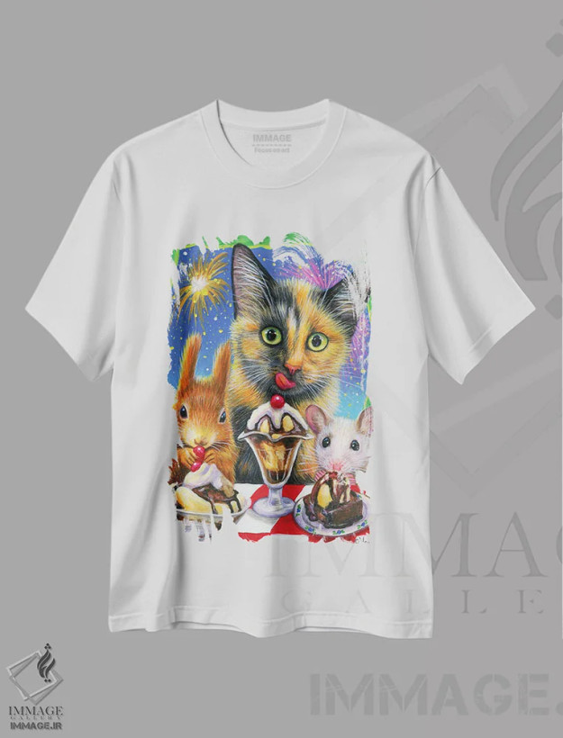 تیشرت سفید طرح دار خوشمزگی سال نو، مدیوم اثر بریجت واث | فروشگاه ایماژ