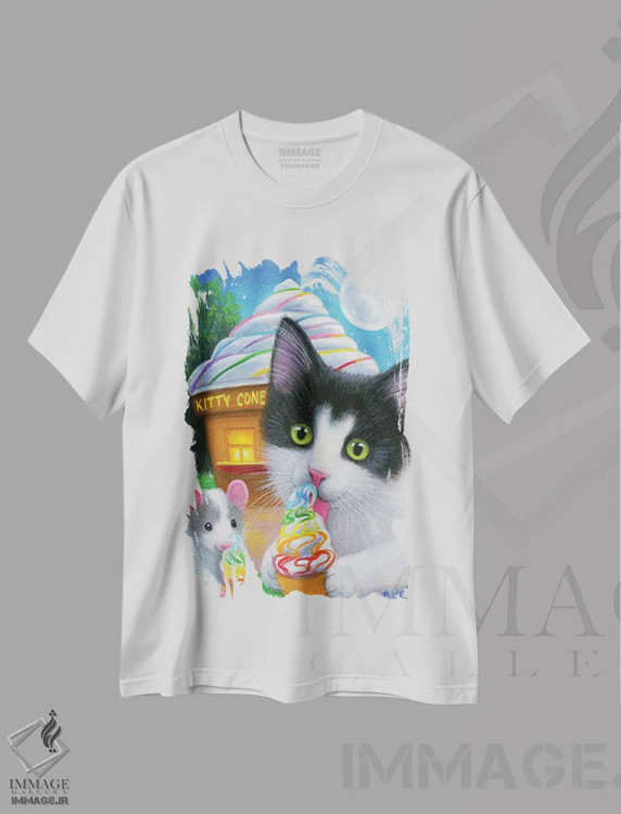 تیشرت سفید طرح دار خوشمزگی مهتابی، مدیوم اثر بریجت واث | immage.ir