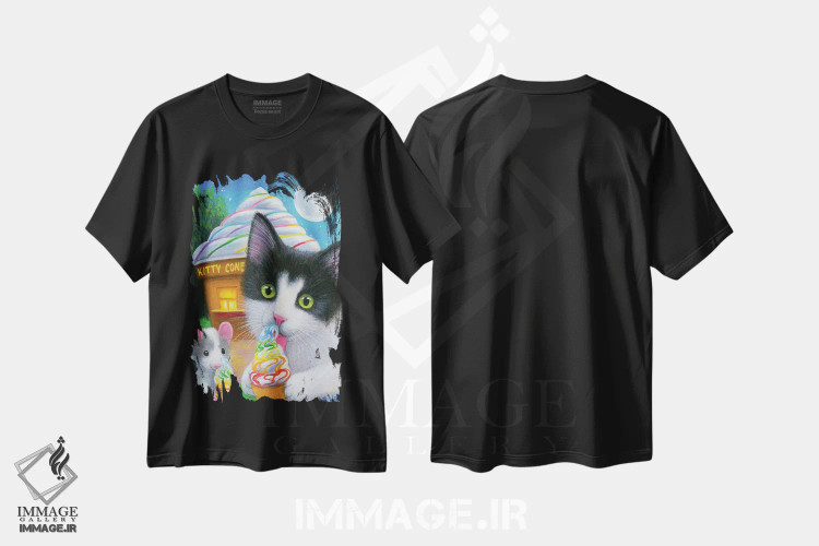 تیشرت مشکی طرح دار خوشمزگی مهتابی، مدیوم اثر بریجت واث | فروشگاه ایماژ