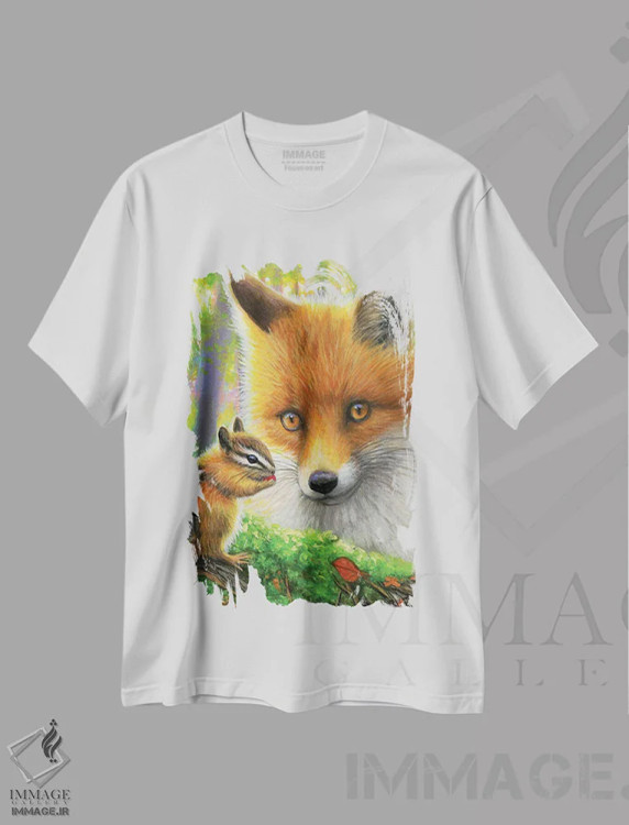 تیشرت سفید طرح دار دوست جدیدی برای روباه کوچولو، مدیوم اثر بریجت واث | immage.ir
