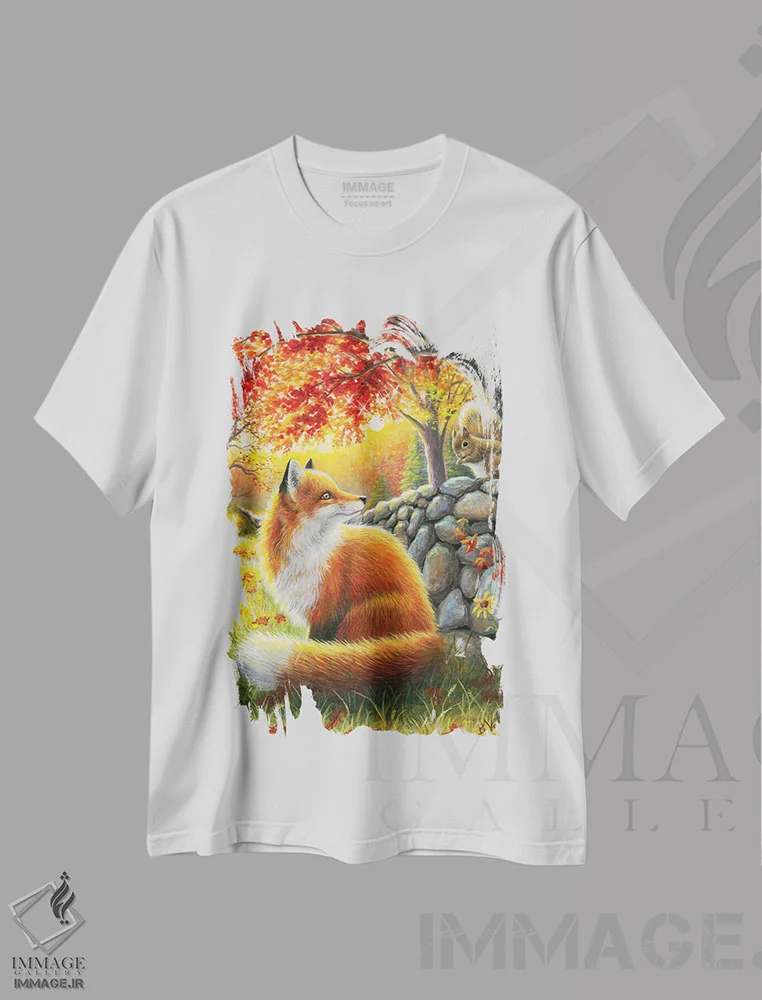 تیشرت سفید طرح دار دوستی برای روباه کوچولو، تزئینی اثر بریجت واث | immage.ir