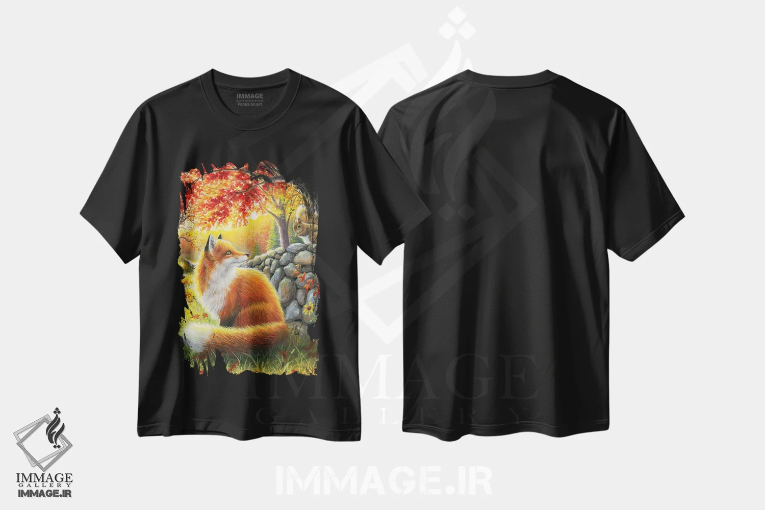 تیشرت مشکی طرح دار دوستی برای روباه کوچولو، تزئینی اثر بریجت واث | فروشگاه ایماژ
