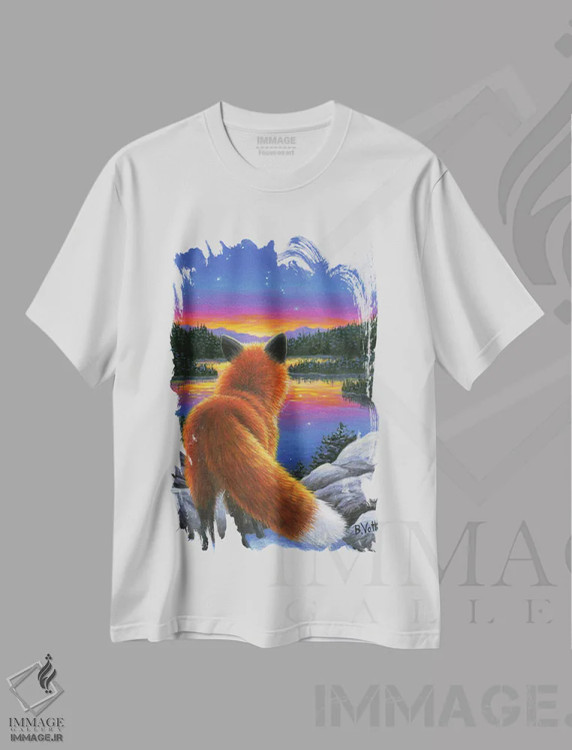 تیشرت سفید طرح دار طلوع صورت فلکی شکارچی، هنر دیجیتال اثر بریجت واث | فروشگاه ایماژ