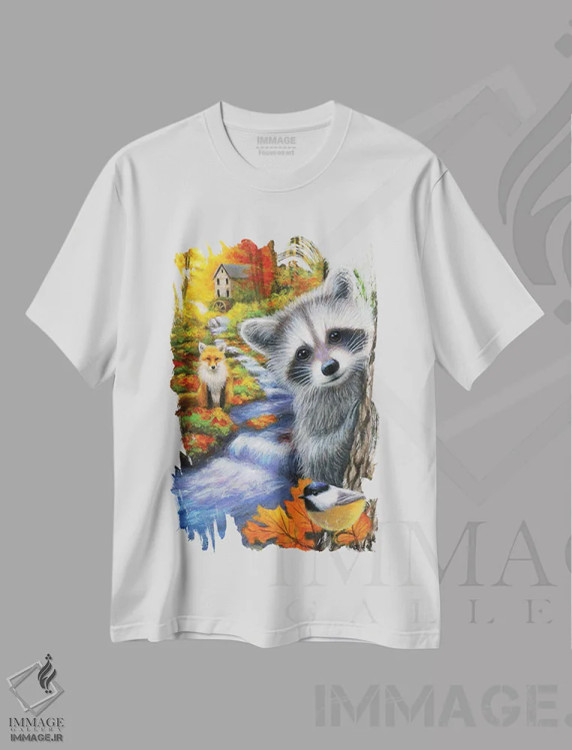 تیشرت سفید طرح دار پاییز کنار آسیاب قدیمی ۲، مدیوم اثر بریجت واث | immage.ir