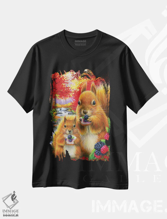 تیشرت مشکی طرح دار روزهای تمشک ۳، مدیوم اثر بریجت واث | فروشگاه ایماژ
