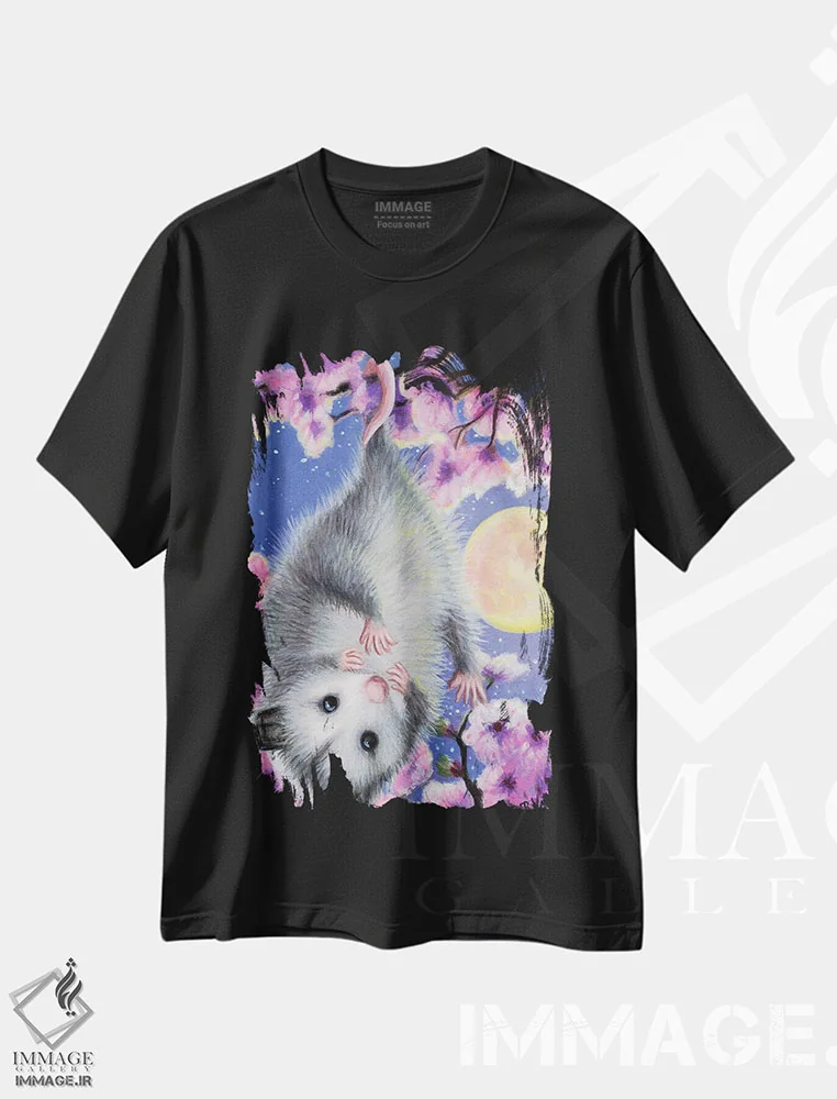 تیشرت مشکی طرح دار صاریغ شکوفه، مدیوم اثر بریجت واث | immage.ir