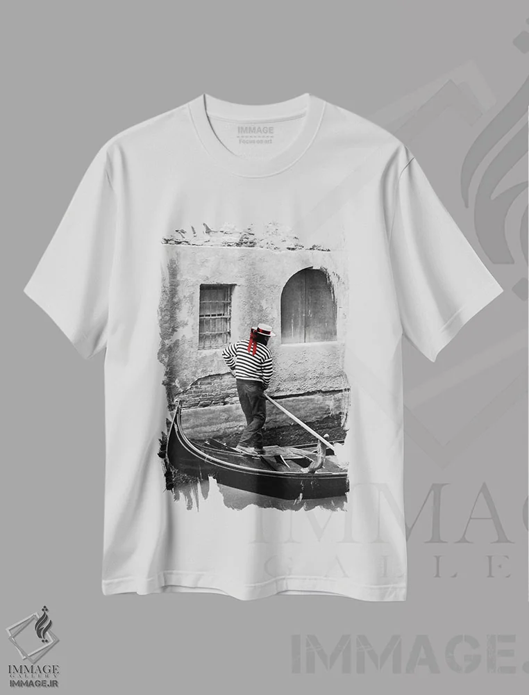 تیشرت سفید طرح دار لمس رنگ ۱، عکاسی با رنگ های درخشان اثر بویس وات | immage.ir