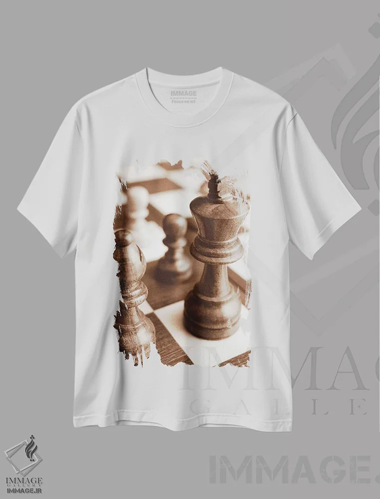 تیشرت سفید طرح دار شطرنج، دکوراسیون جایگزین اثر بویس وات | فروشگاه ایماژ