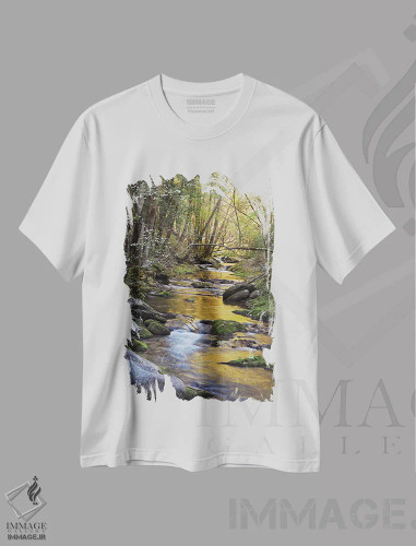 تیشرت سفید طرح دار جویبار بهاری، مدیوم اثر برایان ولف | فروشگاه ایماژ