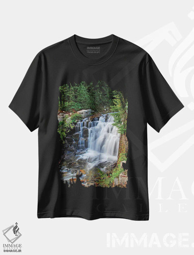 تیشرت مشکی طرح دار آبشارهای جویبار پرتو آفتاب، مدیوم اثر برایان ولف | فروشگاه ایماژ