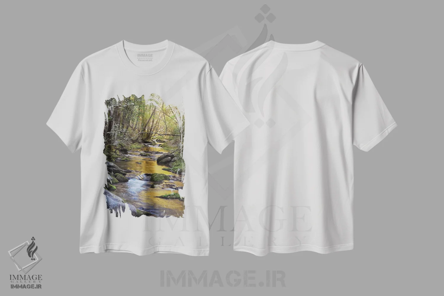 تیشرت سفید طرح دار جویبار بهاری، مدیوم اثر برایان ولف | فروشگاه ایماژ