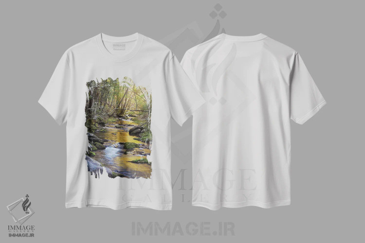 تیشرت سفید طرح دار جویبار بهاری، مدیوم اثر برایان ولف | فروشگاه ایماژ