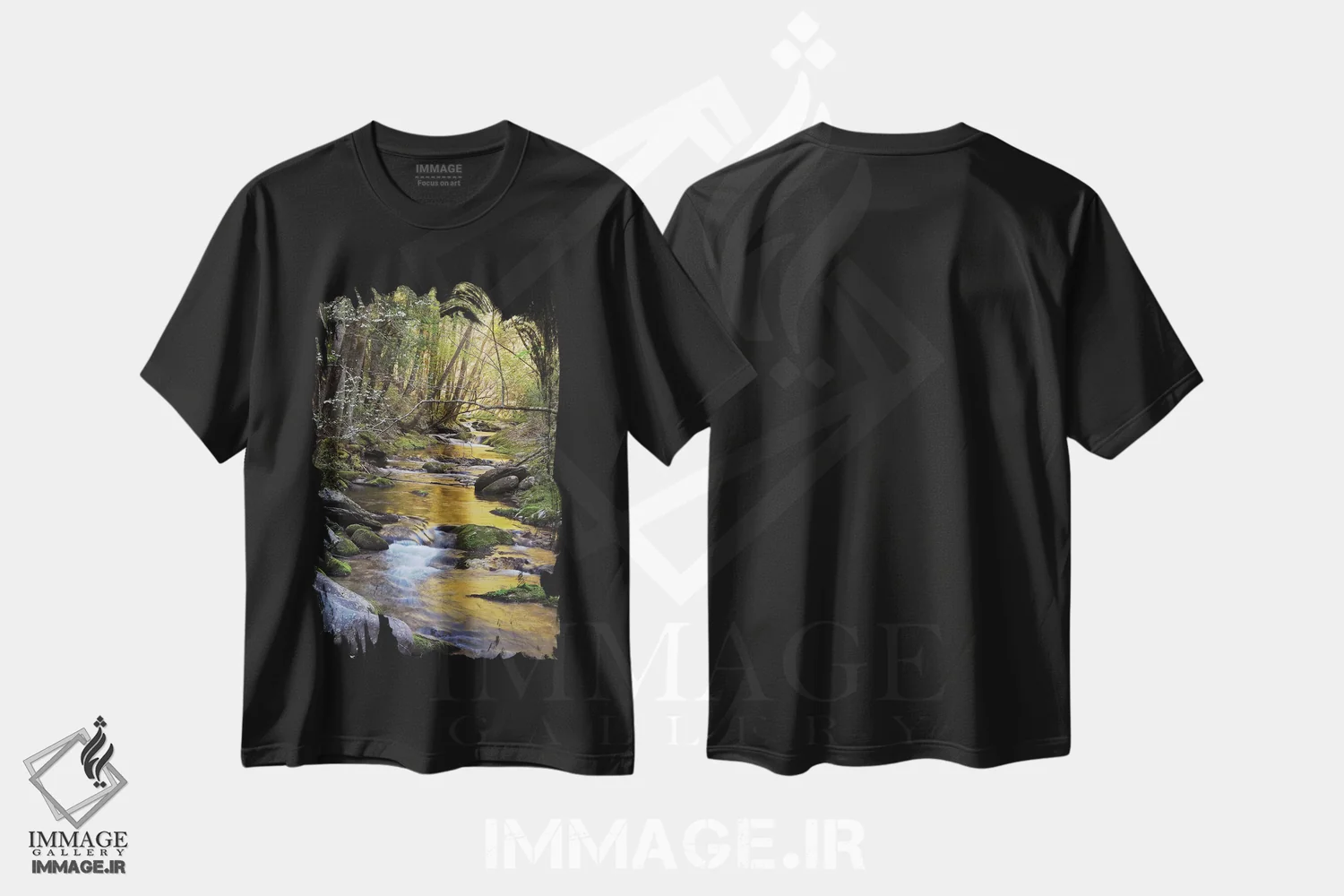 تیشرت مشکی طرح دار جویبار بهاری، مدیوم اثر برایان ولف | immage.ir