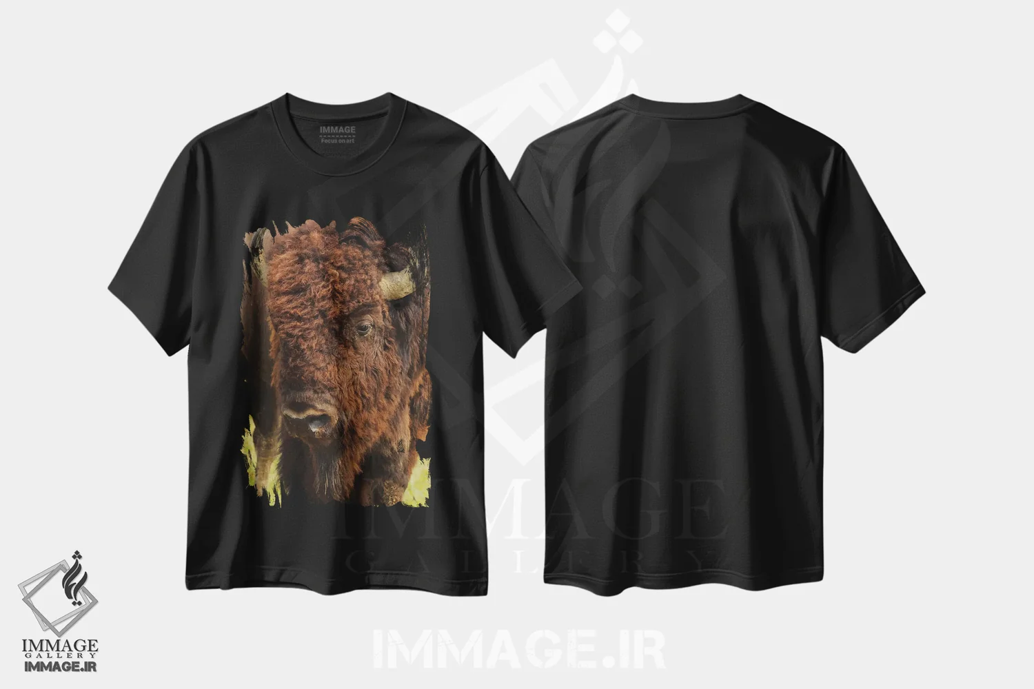 تیشرت مشکی طرح دار گاو نر گله، مدیوم اثر برایان ولف | immage.ir
