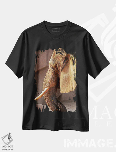 تیشرت مشکی طرح دار فیل آفریقایی، مدیوم اثر برایان ولف | فروشگاه ایماژ