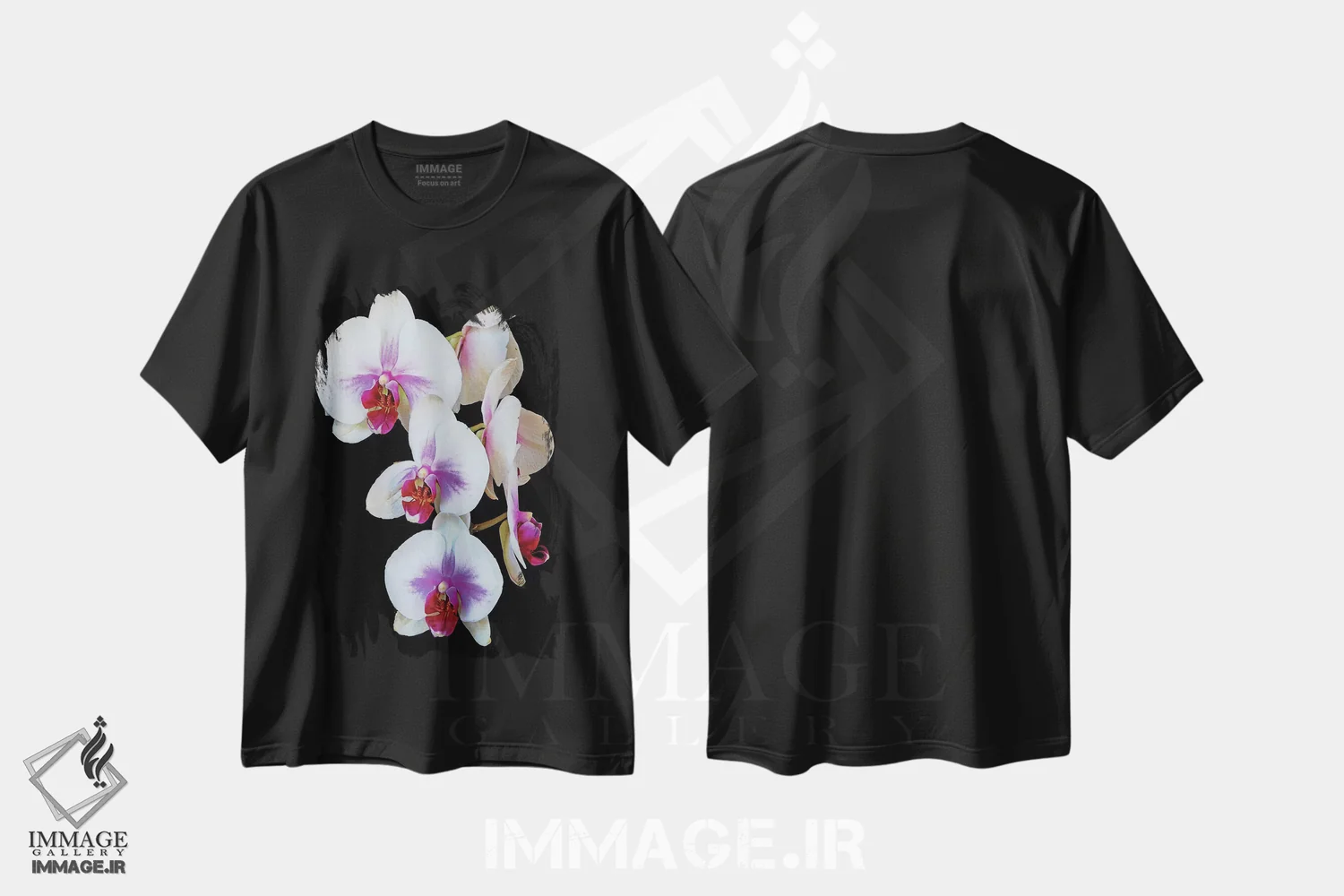 تیشرت مشکی طرح دار ارکیده ها، عکاسی ماکرو اثر برایان ولف | immage.ir