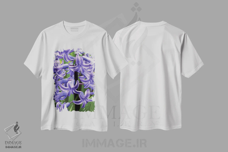 تیشرت سفید طرح دار نمای نزدیک از سنبل ها، تزئینی اثر برایان ولف | immage.ir