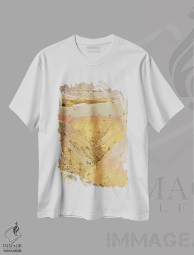 تیشرت سفید طرح دار تپه های زرد، مدیوم اثر برایان ولف | فروشگاه ایماژ