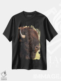 تیشرت مشکی طرح دار تصویر سر بوفالو، مدیوم اثر برایان ولف | immage.ir