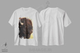 تیشرت سفید طرح دار تصویر سر بوفالو، مدیوم اثر برایان ولف | فروشگاه ایماژ