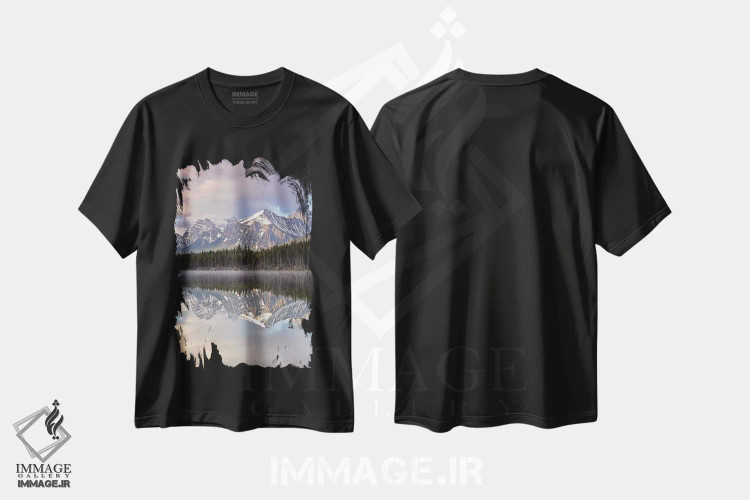 تیشرت مشکی طرح دار دریاچه هرچرت ابری، مدیوم اثر برایان ولف | فروشگاه ایماژ