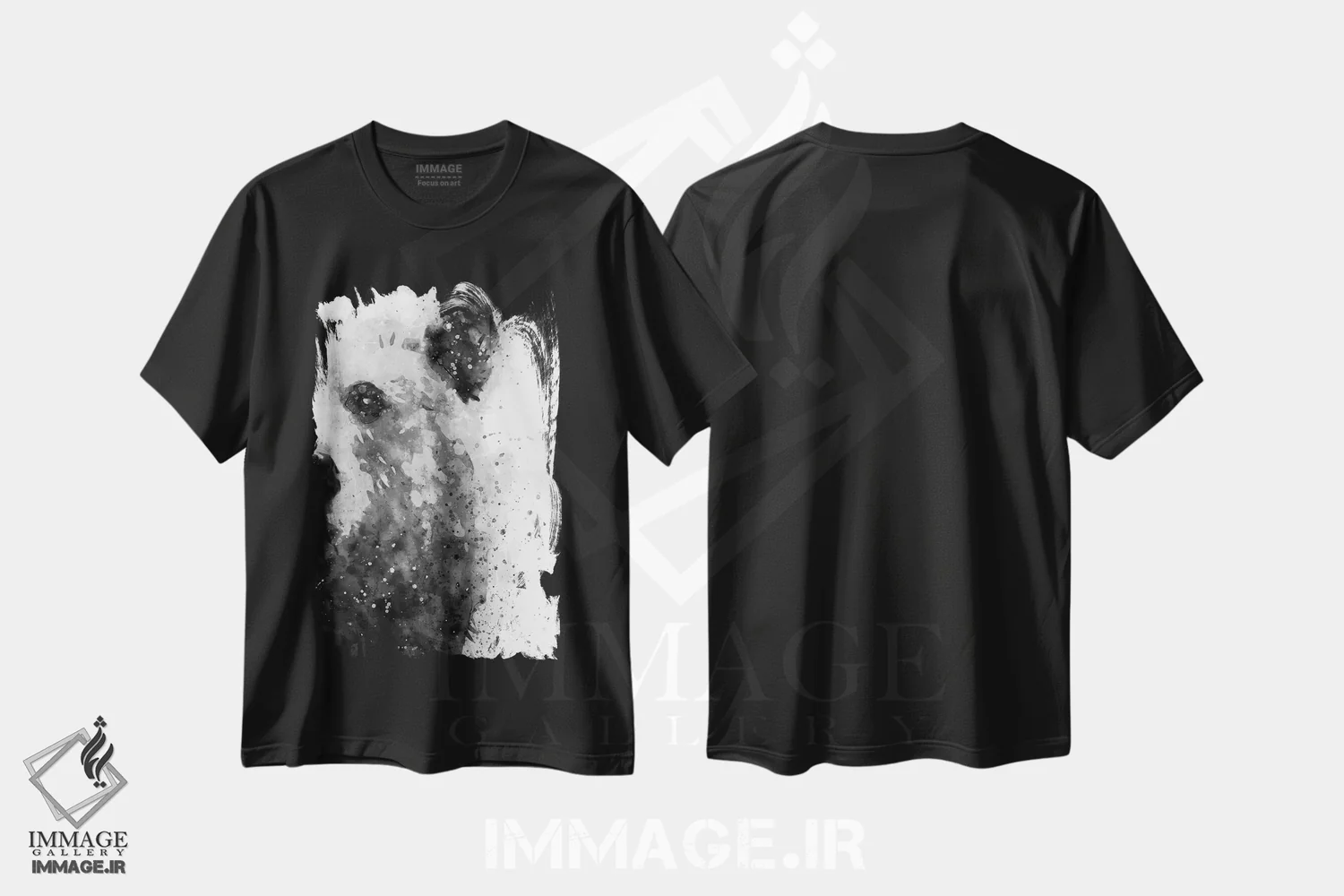 تیشرت مشکی طرح دار خرس در حالت آماده باش، هنر تزئینی سیاه و سفید اثر براندون وانگ | immage.ir