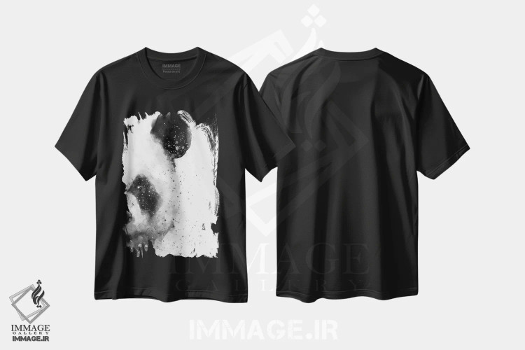 تیشرت مشکی طرح دار پاندا در حالت آماده باش، مدیوم اثر براندون وانگ | فروشگاه ایماژ