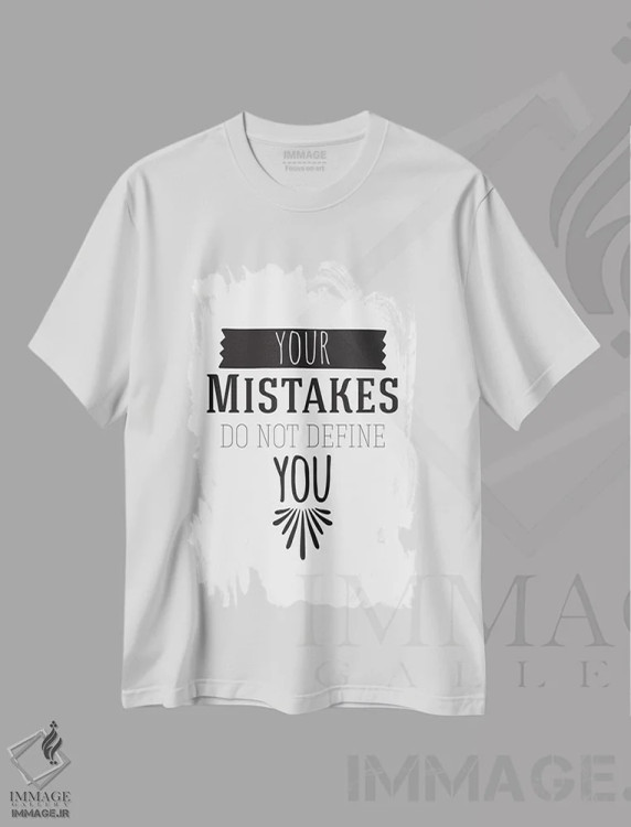تیشرت سفید طرح دار اشتباهات تو I، هنر تزئینی سیاه و سفید اثر فایو بای فایو کالکتیو | immage.ir
