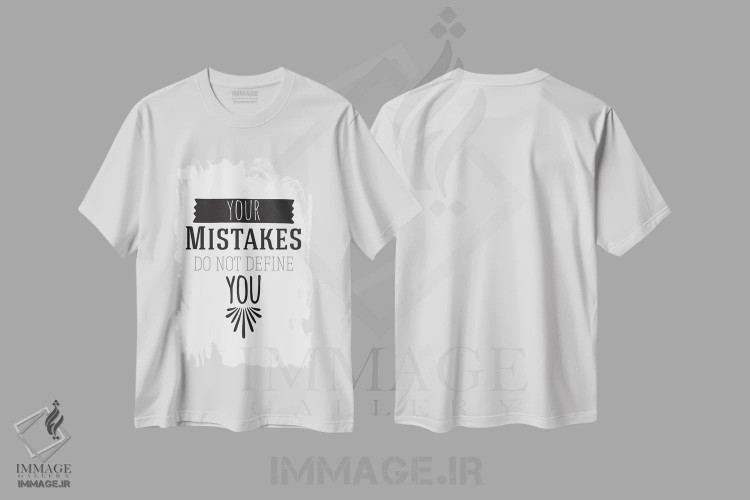 تیشرت سفید طرح دار اشتباهات تو I، هنر تزئینی سیاه و سفید اثر فایو بای فایو کالکتیو | immage.ir