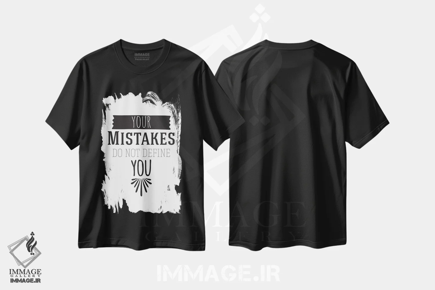 تیشرت مشکی طرح دار اشتباهات تو I، هنر تزئینی سیاه و سفید اثر فایو بای فایو کالکتیو | فروشگاه ایماژ