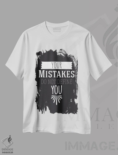 تیشرت سفید طرح دار اشتباهات تو II، هنر تزئینی سیاه و سفید اثر فایو بای فایو کالکتیو | فروشگاه ایماژ