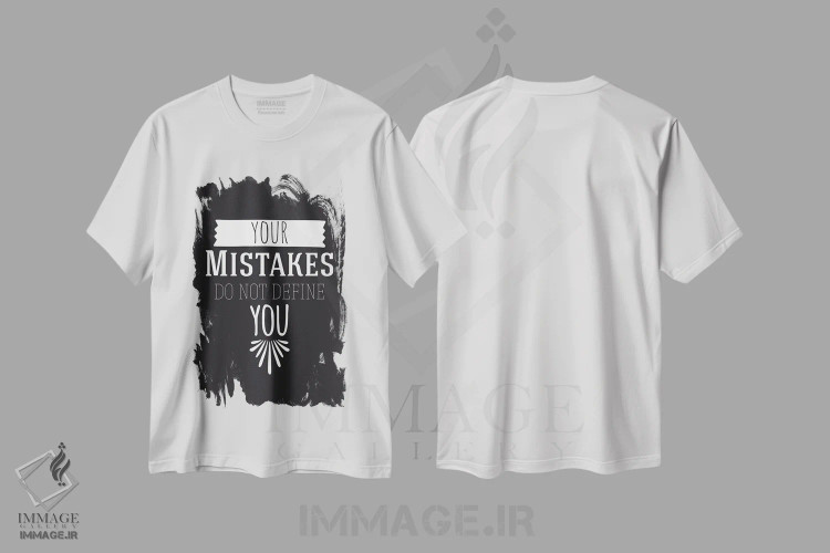 تیشرت سفید طرح دار اشتباهات تو II، هنر تزئینی سیاه و سفید اثر فایو بای فایو کالکتیو | فروشگاه ایماژ