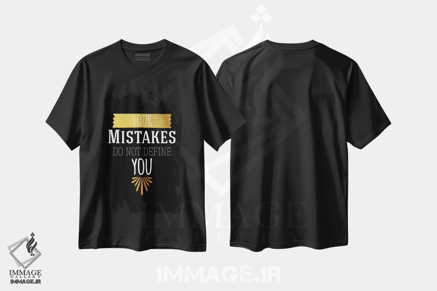 تیشرت مشکی طرح دار اشتباهات تو IV، تزئینی اثر فایو بای فایو کالکتیو | immage.ir