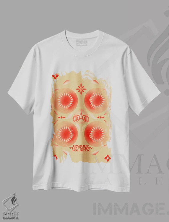 تیشرت سفید طرح دار انرژی را تجسم کن، تزئینی اثر بست ورلد اثر سیرا کیلن | فروشگاه ایماژ